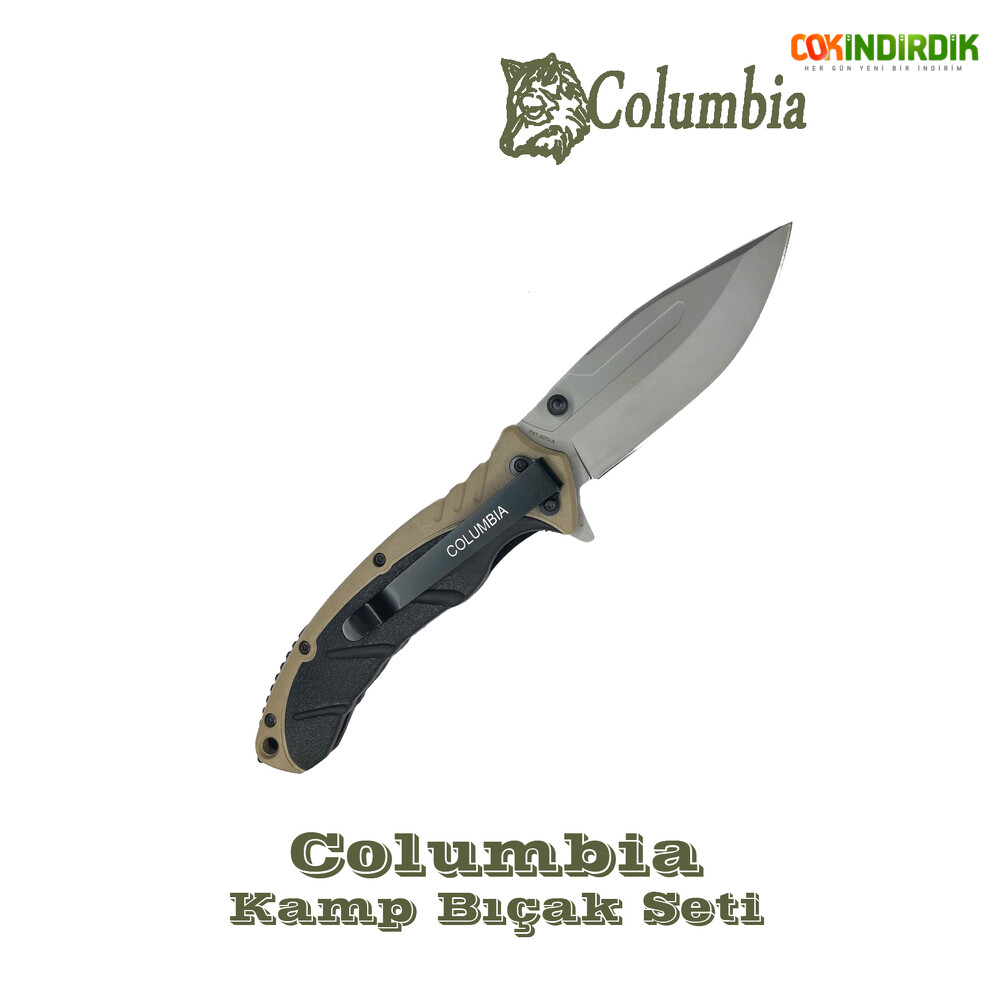 Columbia Kamp Bıçak Seti Magnezyum Çubuğu Hediyeli Kum Renk